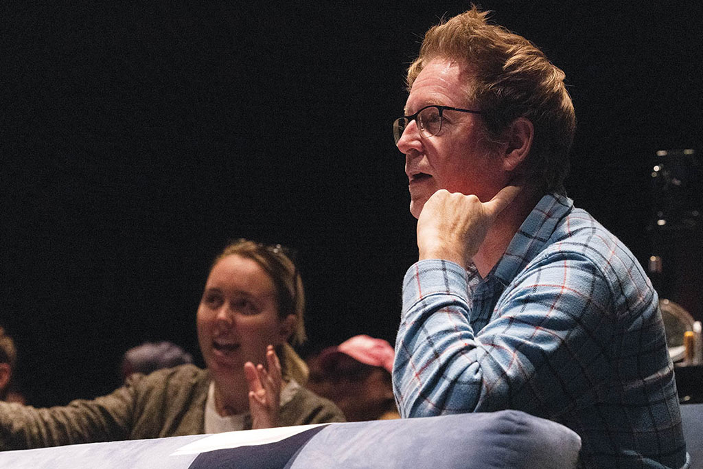 Co-director Kenna Harris and writer/director Andrew Stanton at an animation continuity review & dailies session. Stanton believes what makes the toys interesting is the simple magic that they’re alive in their world and not in ours.