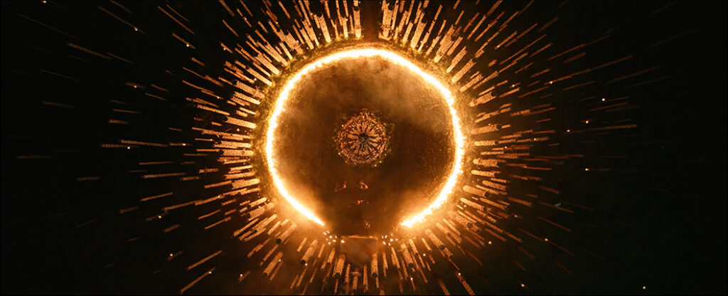 Fire was captured on set to avoid having to arrange an additional element shoot later.