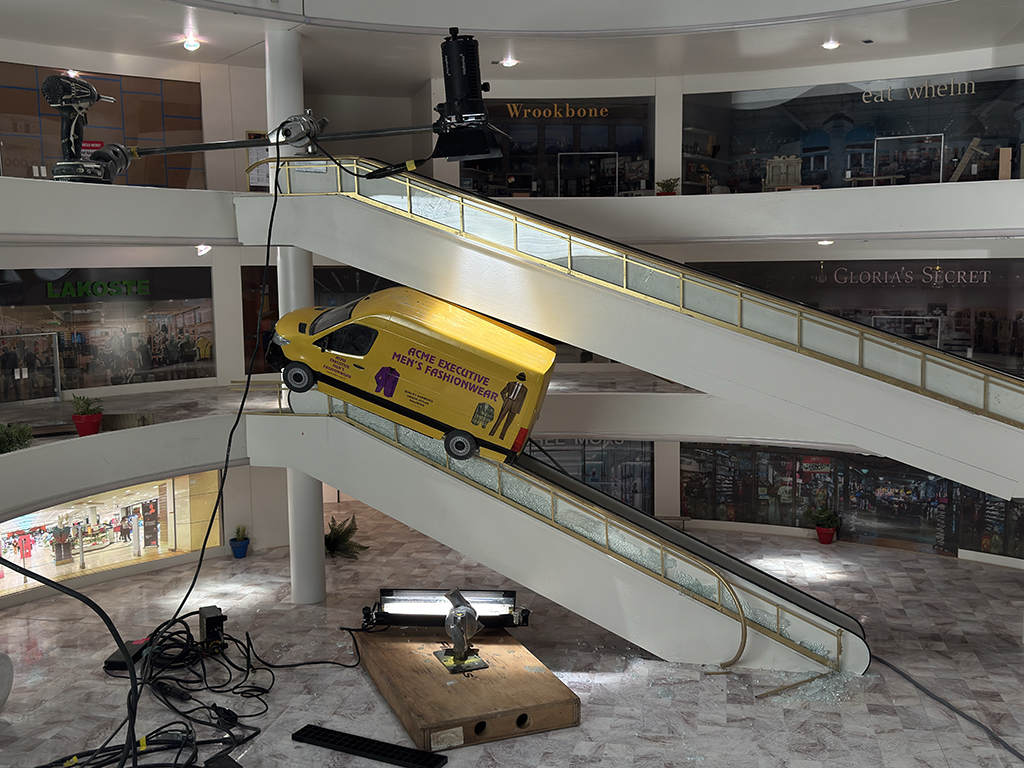 Despite its sturdy appearance, the miniature van was a relatively delicate build assembled from 3D-printed components and an existing remote-control chassis.