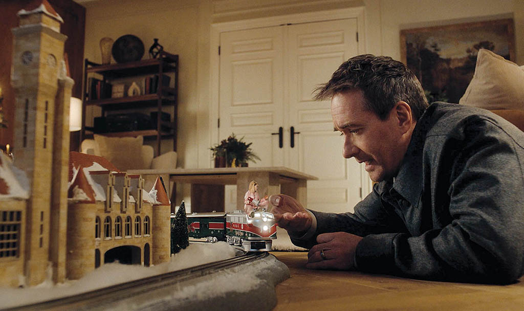 Multiple scales had to be represented within the same frameto make it look like Lindy was riding a toy train in The Miniature Wife. (Image courtesy of NBCUniversal)