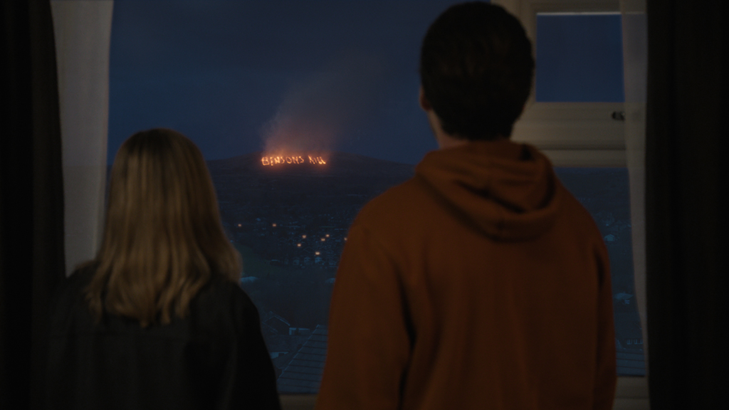 LiDAR scans were used to integrate the burning letters into the environment.