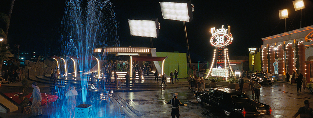 The Lucky 38 base was physically constructed and then digitally extended.