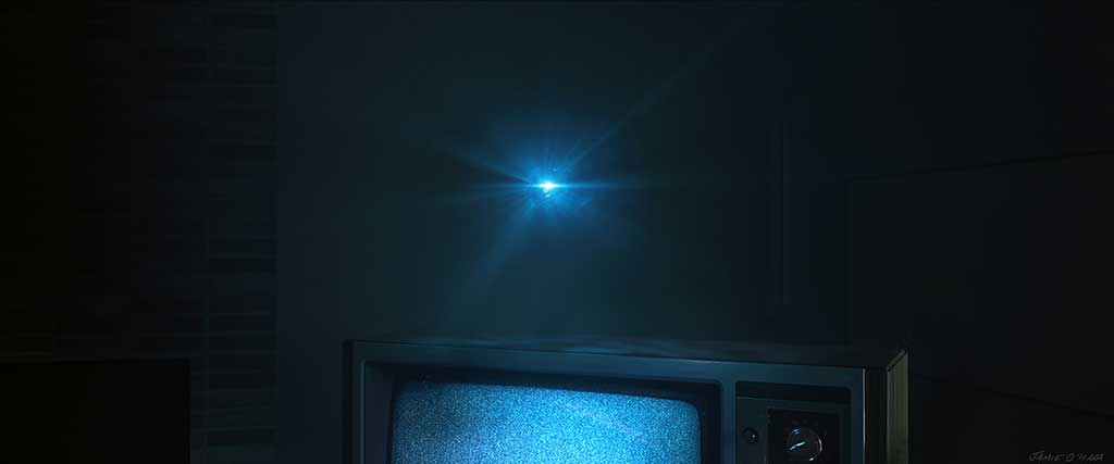 All the television static was visual effects compositing.