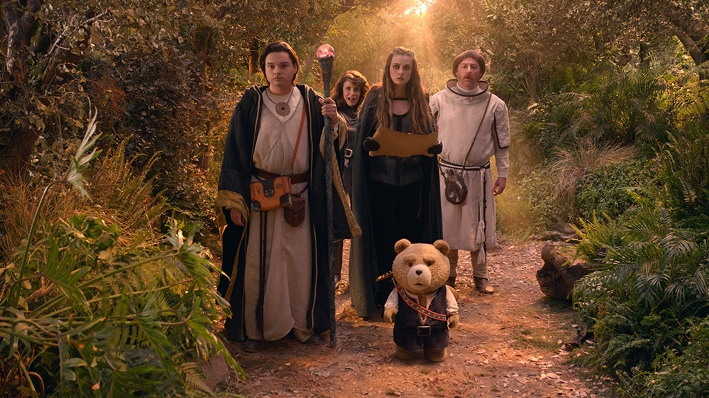 Despite the massive practical forest set build, the environment had to be digitally extended to make it feel endless.