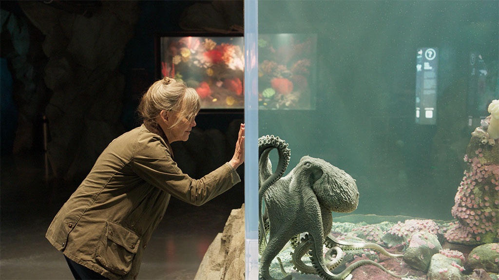 It was about finding cues with the animation, especially with eye twitches, to make Marcellus feel like he’s looking at and interacting with Tova (Sally Field).