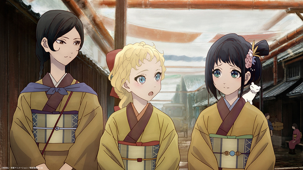Work featuring Suzu Harashima (far left) was popular among the animators because she was on the edge of the realism level needed for the action in the series.