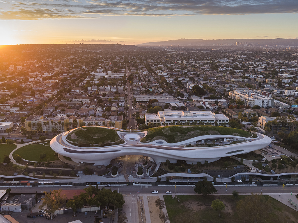 Built in the heart of Exposition Park, the Lucas Museum resides in a 300,000-square-foot building. (Photo by Patrick Price)