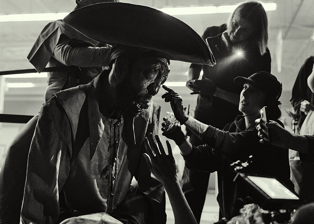 Pirate Clark, an 8.5-foot-tall duplicate of Clark, required a combination of physical performance, makeup effects, puppetry and digital facial work.