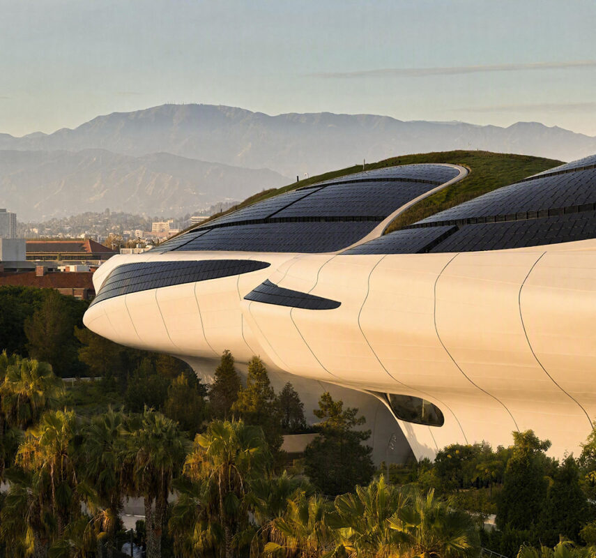 The museum is nestled in the heart of Exposition Park, next door to USC, Lucas’s film-school alma mater in South Los Angeles. (Photo by Hufton Crow)