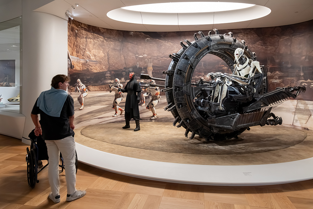 The Star Wars in Motion exhibition features some of the most spectacular objects in the museum’s Lucas Archives. (Photo by Iwan Baan)