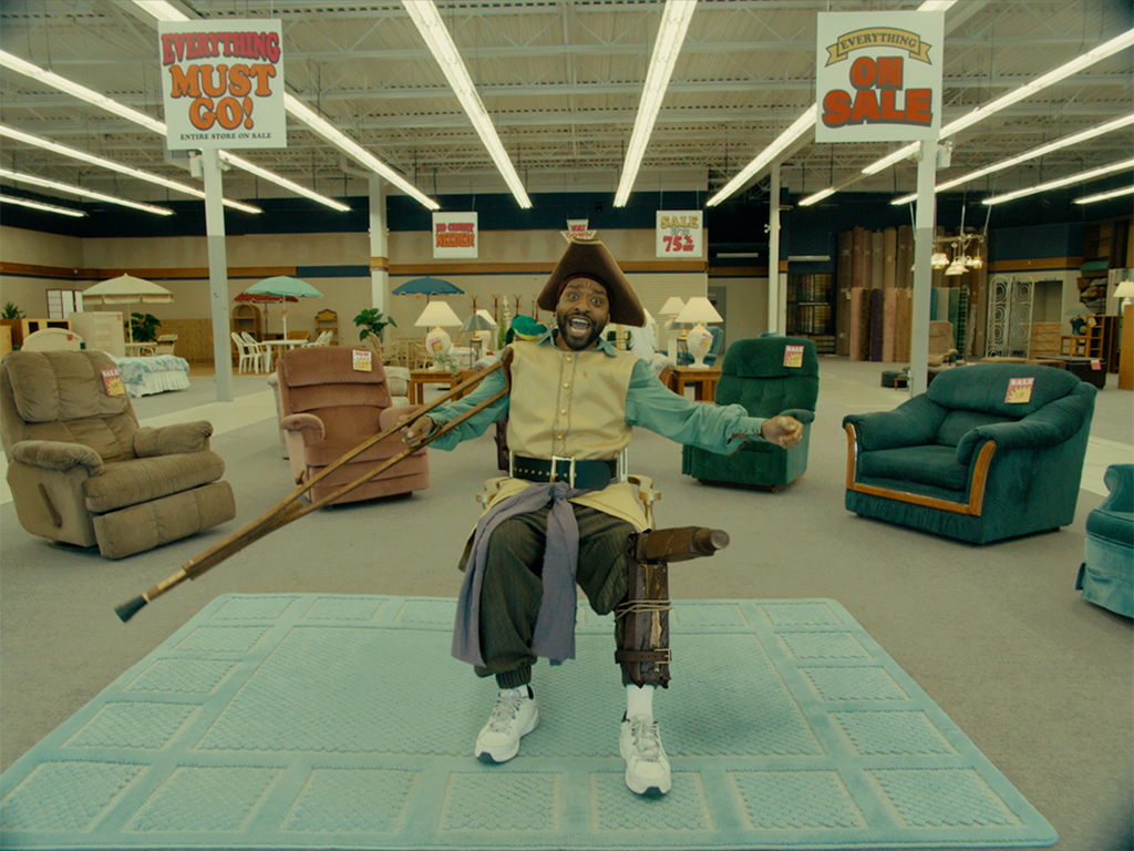 For Clark’s pirate commercial, the VFX team added a CG peg leg for safety reasons.