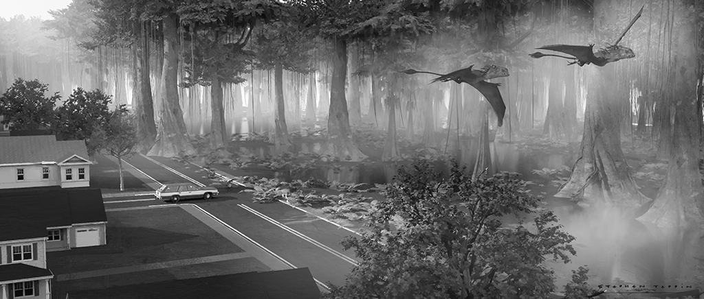 Shots depicting the neighborhood’s edge were difficult to conceptualize and execute because there was no real-world precedence to reference.